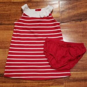 Gymboree GUC 18-24 months red and white striped cotton dress w/ diaper cover